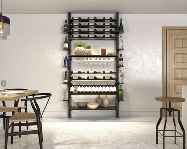 Lifestyle Image of La Vieille Garde's Frontenac Webkit #15 in Black- Metal Wine Rack