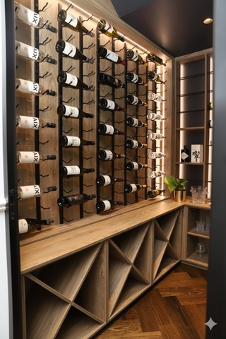 Vintage View Metal Wine Racks on Stairs