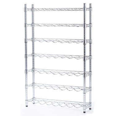Metal shelving unit with multiple shelves on a white background