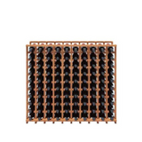 Wooden wine rack with bottles on a white background