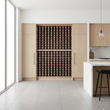 Modern kitchen with a wine rack on a wall