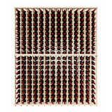 Wine rack with multiple bottles on a white background