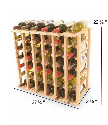 Solid Wood Wine Rack for Countertop, Closet, or Cabinet Bottle Storage and Display Holds 42 Bottles