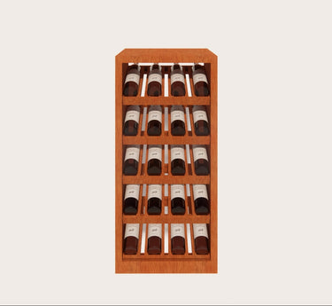 Wooden wine rack with bottles on a white background