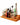 Wooden shelf with various bottles on a white background