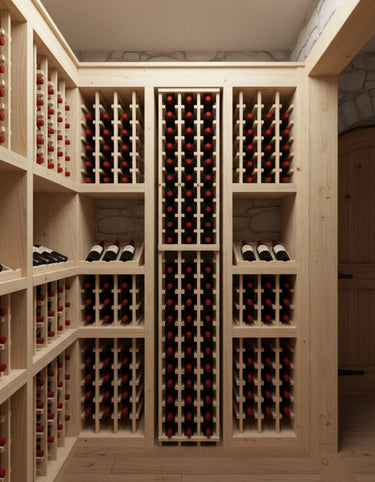 Pine Wine Rack Kit 3 Column Customizable Standard Bottle Storage