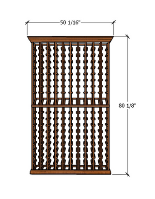 10 Column 6.5ft Tall Wooden Wine Rack Kit with Display Measurements