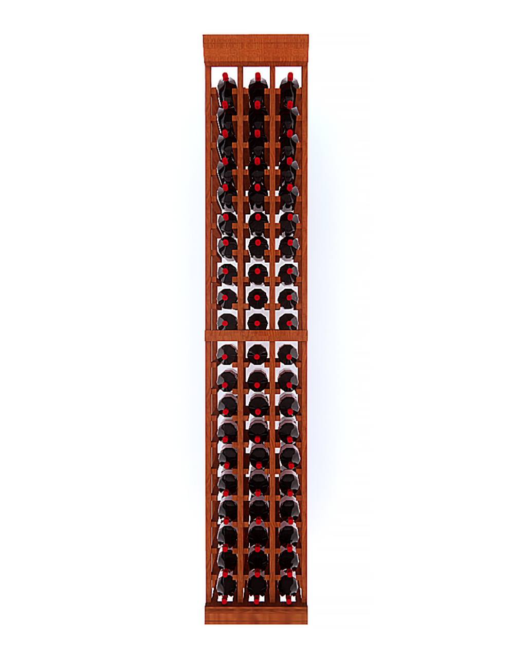 3 Column 6.5ft Tall Wooden Wine Rack Kit Storing 60 Bottles