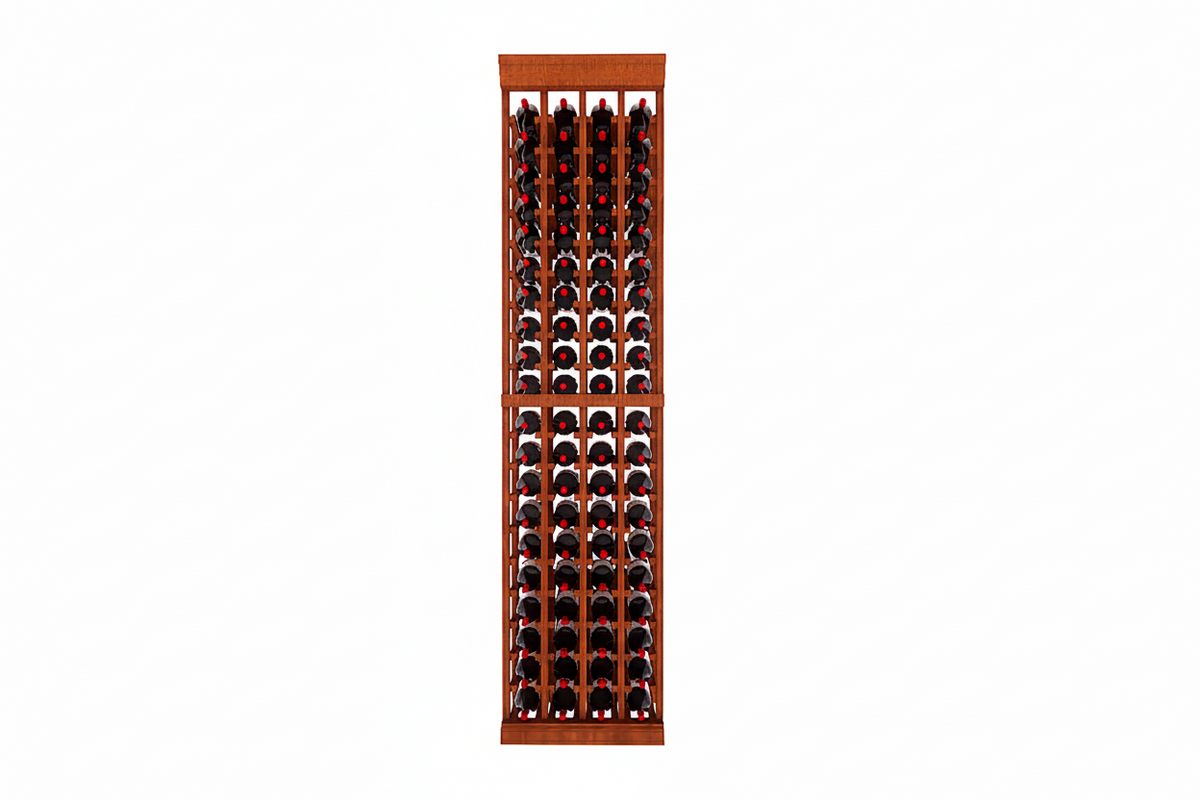 4 Column 6.5ft Tall Wooden Wine Rack Kit Storing 80 Bottles