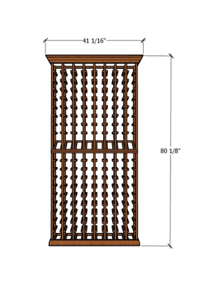 8 Column 6.5 Foot Tall Wooden Wine Rack Kit with Display- Measurements