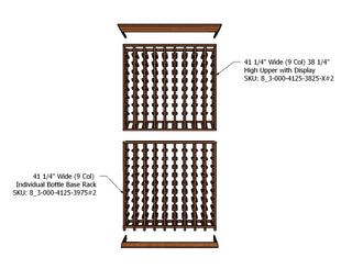 9 Column 6.5 Foot Tall Wooden Wine Rack Kit with Display Row Components