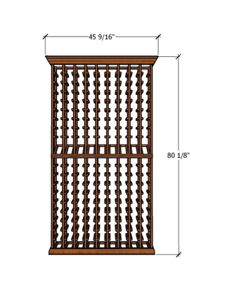 9 Column 6.5 Foot Tall Wooden Wine Rack Kit with Display Row Measurements