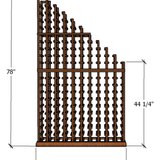 Waterfall 6.5 Foot Tall Wooden Wine Rack Kit Storing 155 Bottles Measurements