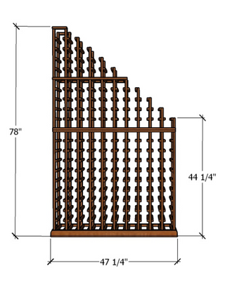 Waterfall 6.5 Foot Tall Wooden Wine Rack Kit Storing 155 Bottles Measurements