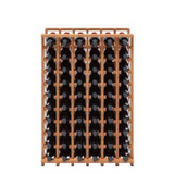 Wooden wine rack with black bottles on a white background