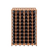 Wooden wine rack with black bottles on a white background