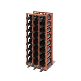 Wooden wine rack with bottles on a white background