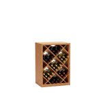 Wooden wine rack with bottles on a white background