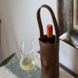 Full-Grain Leather Urban Wine Tote in Mocha