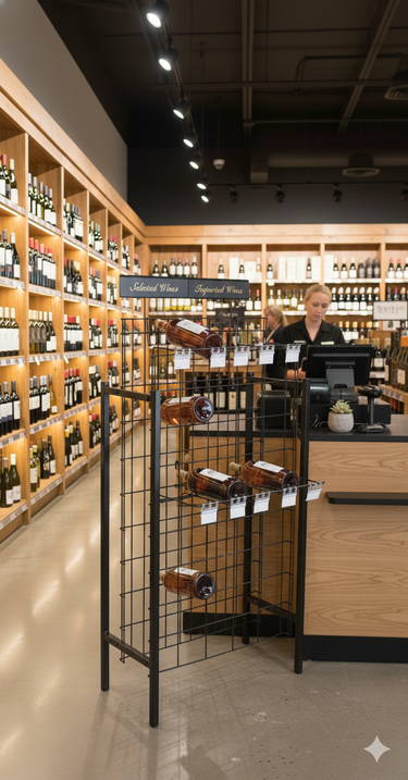 Wire Magnum Bottle Metal Retail Wine Rack | 50 Bottles