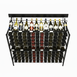 Wine rack with a variety of wine bottles on a white background