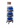 Metal bottle display rack with blue bottles on a white background