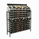 Wine rack filled with bottles on a white background