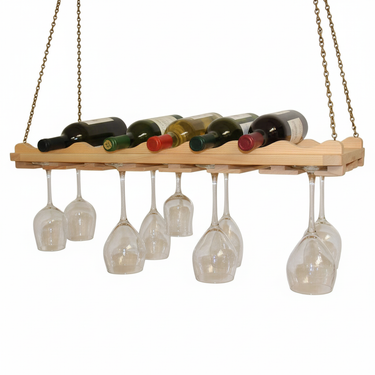 Hanging Wine Bottle and Stemware Rack
