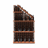 Wooden wine rack with bottles on a white background