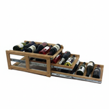 Wooden wine rack with bottles on a white background