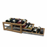 Wooden wine rack with bottles on a white background