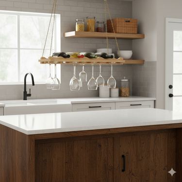 Hanging Wine Bottle and Stemware Rack