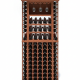 Wooden wine rack with bottles on a white background