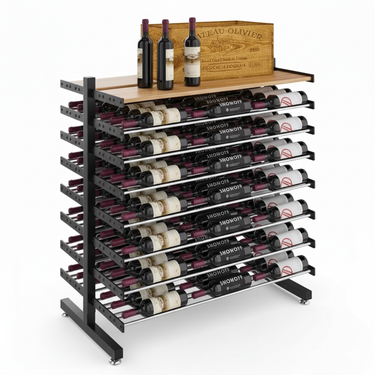 Evolution Double-Sided Island Display | Freestanding Metal Wine Rack