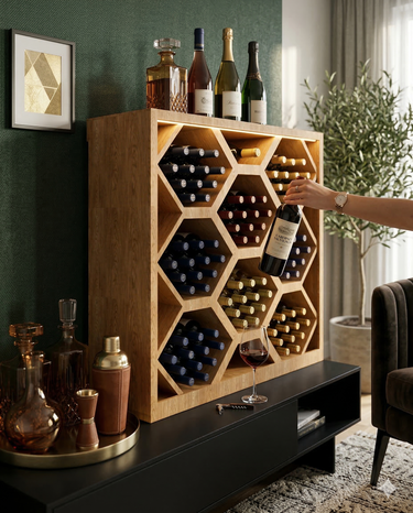 Honeycomb Base Wine Rack Cabinet