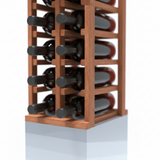 Wooden wine rack with bottles on a white background