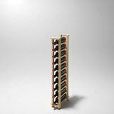 Wooden wine rack with bottles on a gray background