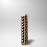 Wooden wine rack with bottles on a gray background