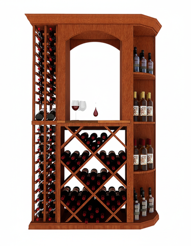 Wine Cellar Bottle Storage System & Custom Arch Tasting Table