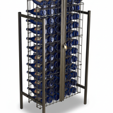 Wine rack with bottles on a white background