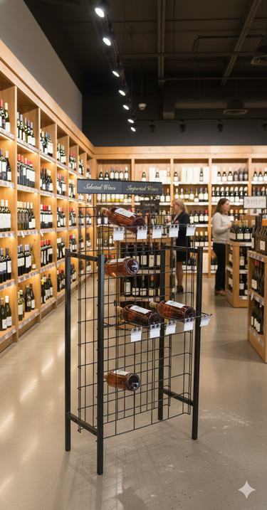 Wire Magnum Bottle Metal Retail Wine Rack | 50 Bottles