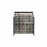 Wine rack with multiple bottles on a white background