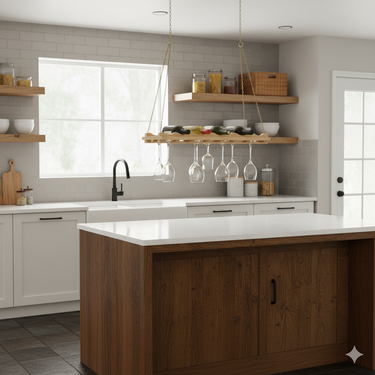 Hanging Wine Bottle and Stemware Rack