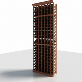 Wooden wine rack with bottles on a white background