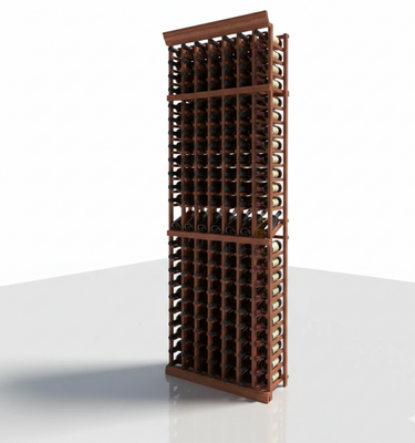 Wooden wine rack with bottles on a white background