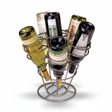 Wine bottle holder with six bottles on a white background