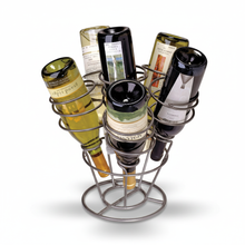 Wine bottle holder with six bottles on a white background