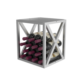 Evolution Low Profile Wine Box- Deluxe in Cool Gray with Wine Bottles