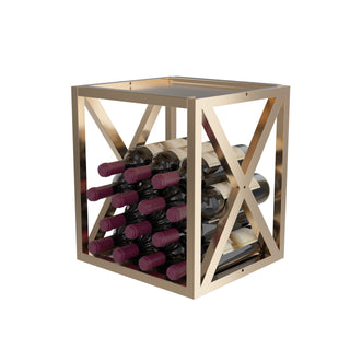 Evolution Low Profile Wine Box- Deluxe in Golden Bronze with Wine Bottles