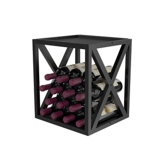 Evolution Low Profile Wine Box- Deluxe in Matte Black with Wine Bottles